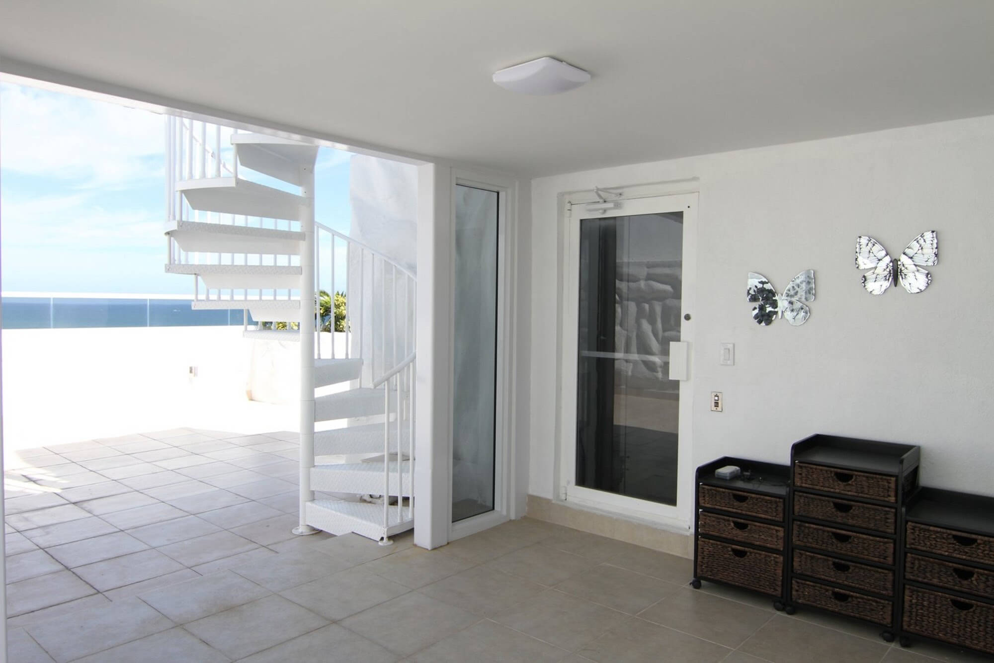 Beachfront Roof Deck with White Aluminum Stair