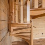 Rustic All Wood Stair in Rural Cabin