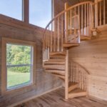 Rustic All Wood Stair in Rural Cabin