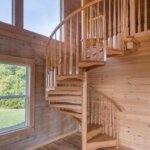 Rustic All Wood Stair in Rural Cabin