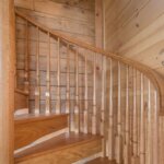 Rustic All Wood Stair in Rural Cabin