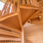 Rustic All Wood Stair in Rural Cabin