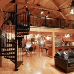 Rustic Home with Black Steel Staircase