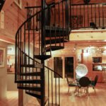 Rustic Home with Black Steel Staircase
