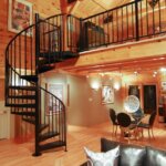 Rustic Home with Black Steel Staircase