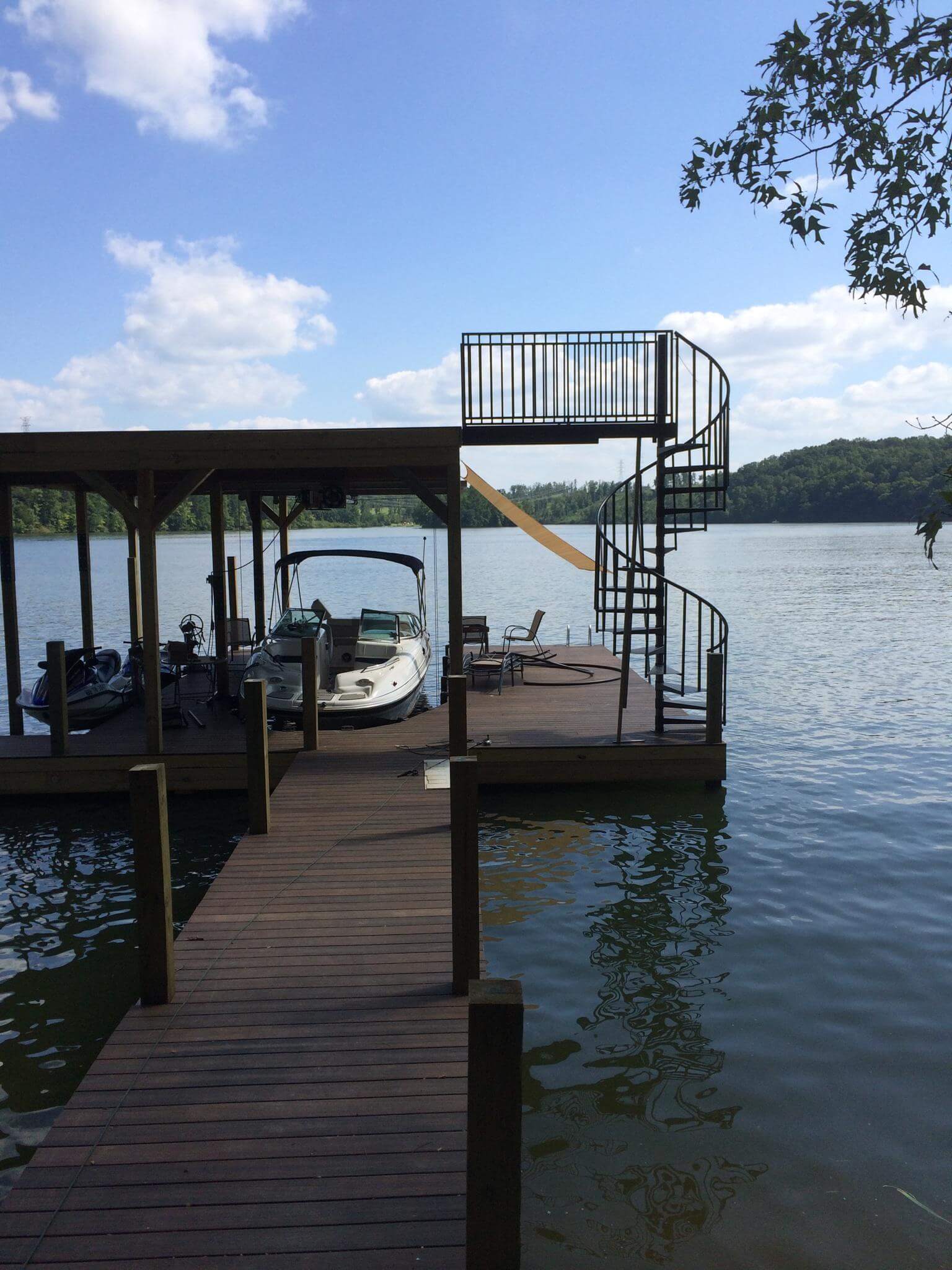 Outdoor dock spiral stair