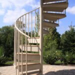 Raised Deck Spiral Stair with Wood Accents