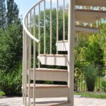 Raised Deck Spiral Stair with Wood Accents