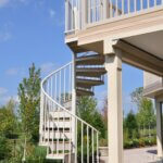 Raised Deck Spiral Stair with Wood Accents