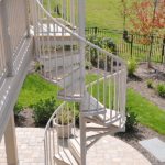 Aluminum Powder Coated White Spiral Staircase with Treads