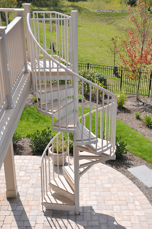 Aluminum Powder Coated White Spiral Staircase with Treads