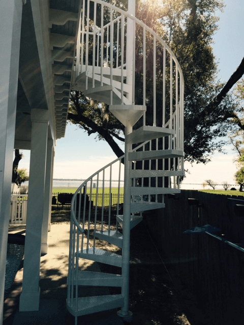 White Powder Coated Aluminum spiral stair