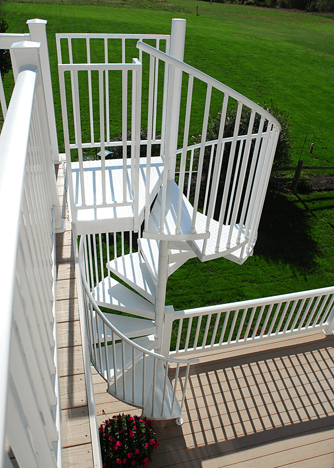 Powder Coated White Aluminum Spiral Staircase by Salter Spiral Stairs