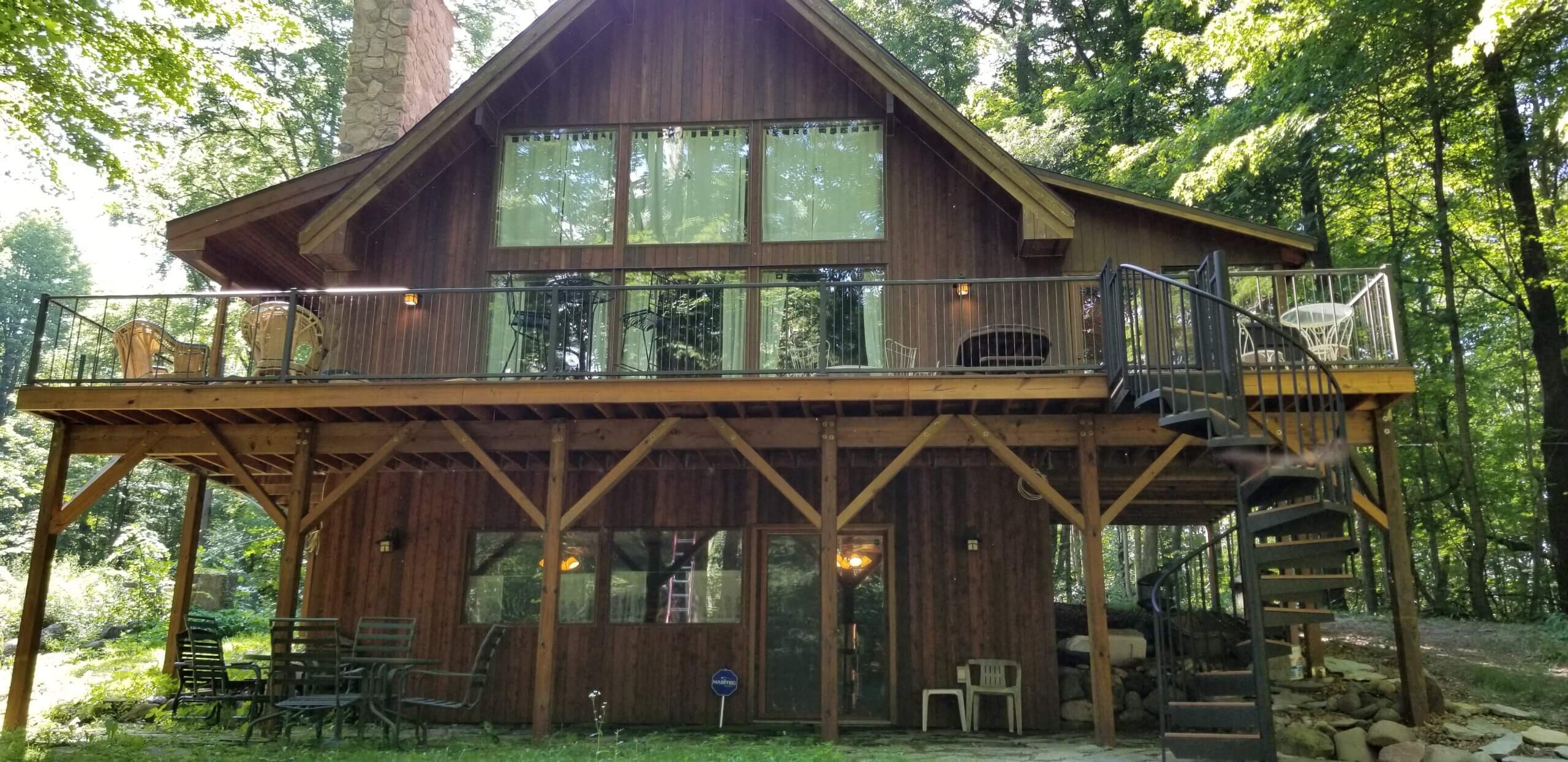 Cabin with steel spiral staircase form Salter spiral stairs