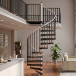 econo primed steel sprial stair with wood treads