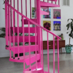Powder Coated Pink Spiral Staircase