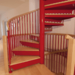 red powder coat spiral staircase