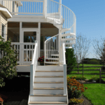 Warranty Main Image of a Powder Coated White Aluminum Outdoor Spiral Staircase