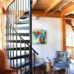 classic steel spiral stair tiny home