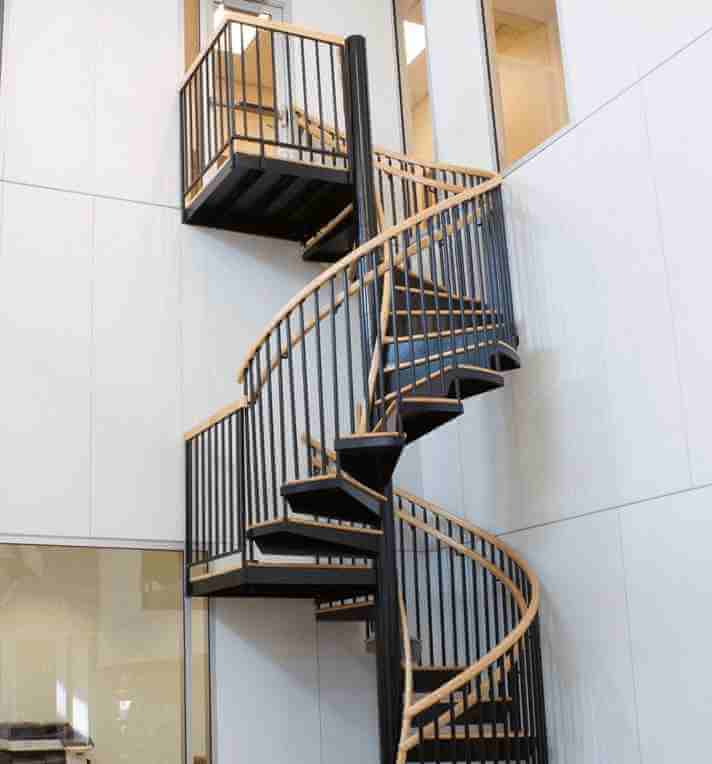 nfl hall of fame double railing spiral stair